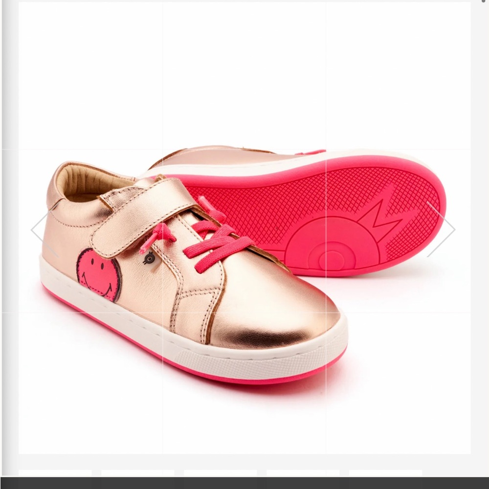 OLD SOLES GIRL'S SMILES CASUAL SHOES - COPPER / FLURO PINK SIZE EU 31/US 13.5
